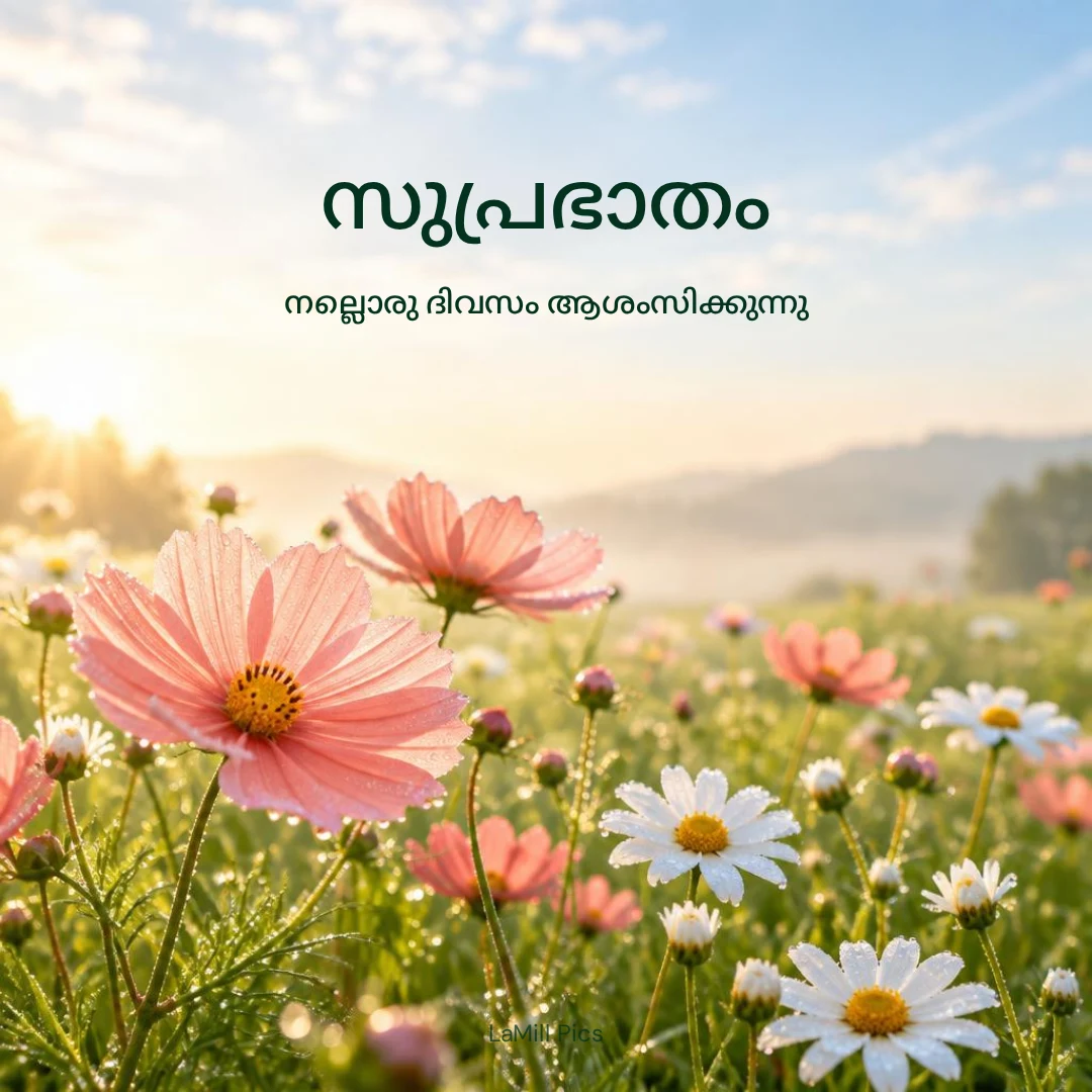 Malayalam good morning flowers: “സുപ്രഭാതം — നല്ലൊരു ദിവസം ആശംസിക്കുന്നു”